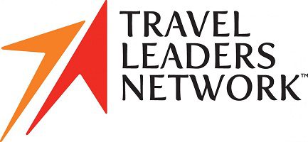 Logo of Travel Leaders Network with a red arrow and black text.