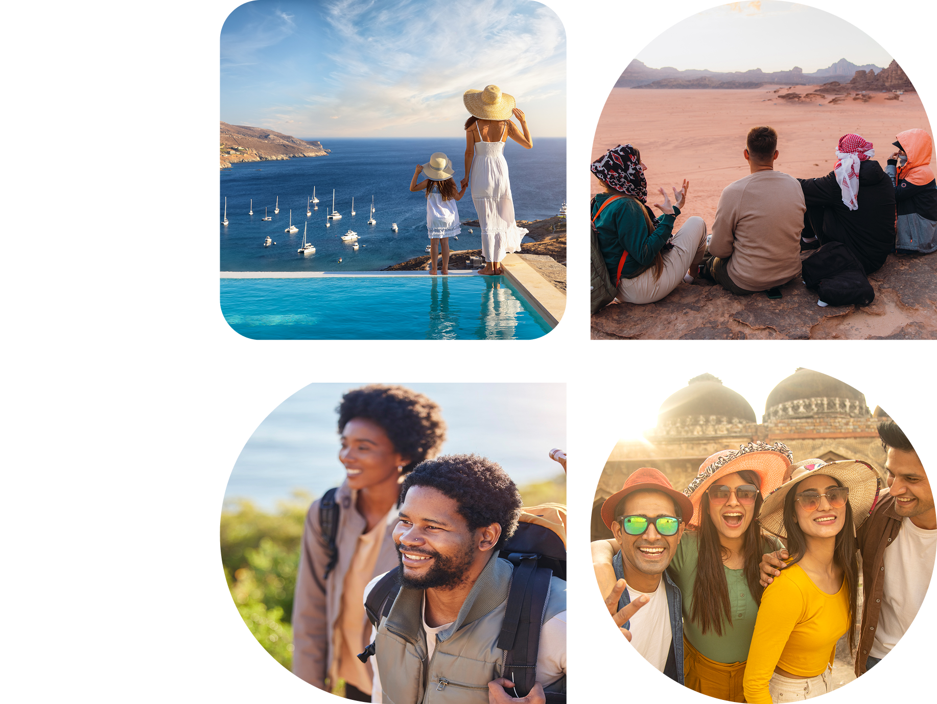 Collage of friends enjoying summer moments by the beach and outdoors.