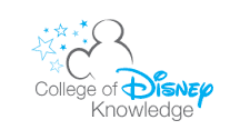 Logo for College of Disney Knowledge with Mickey outline and stars.