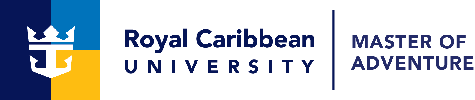 Royal Caribbean University logo with bold blue text.
